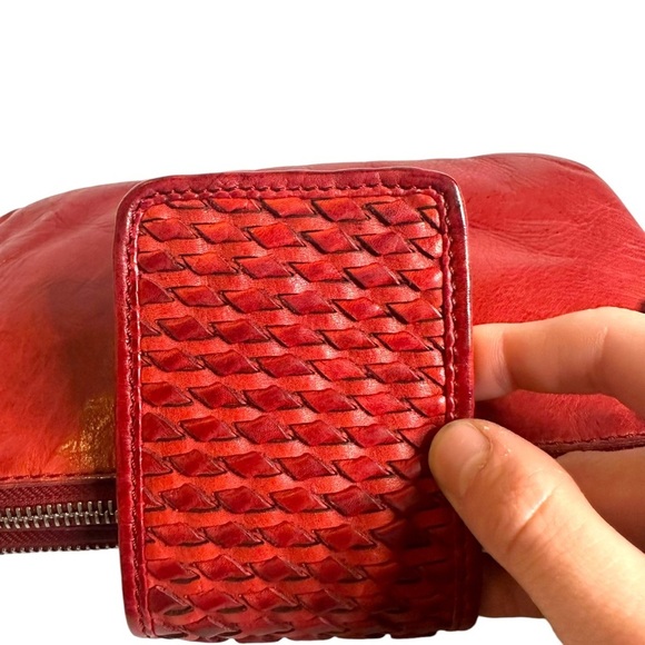 Anthropologie Vilenca Holland Rustic Red Woven Leather Convertible Crossbody - Picture 7 of 9